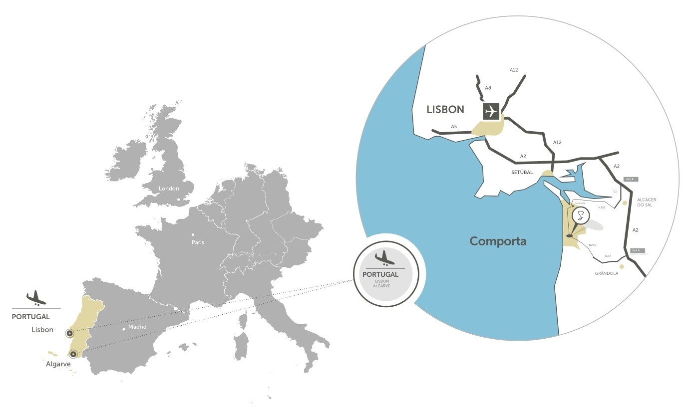 Comporta in Europe Map